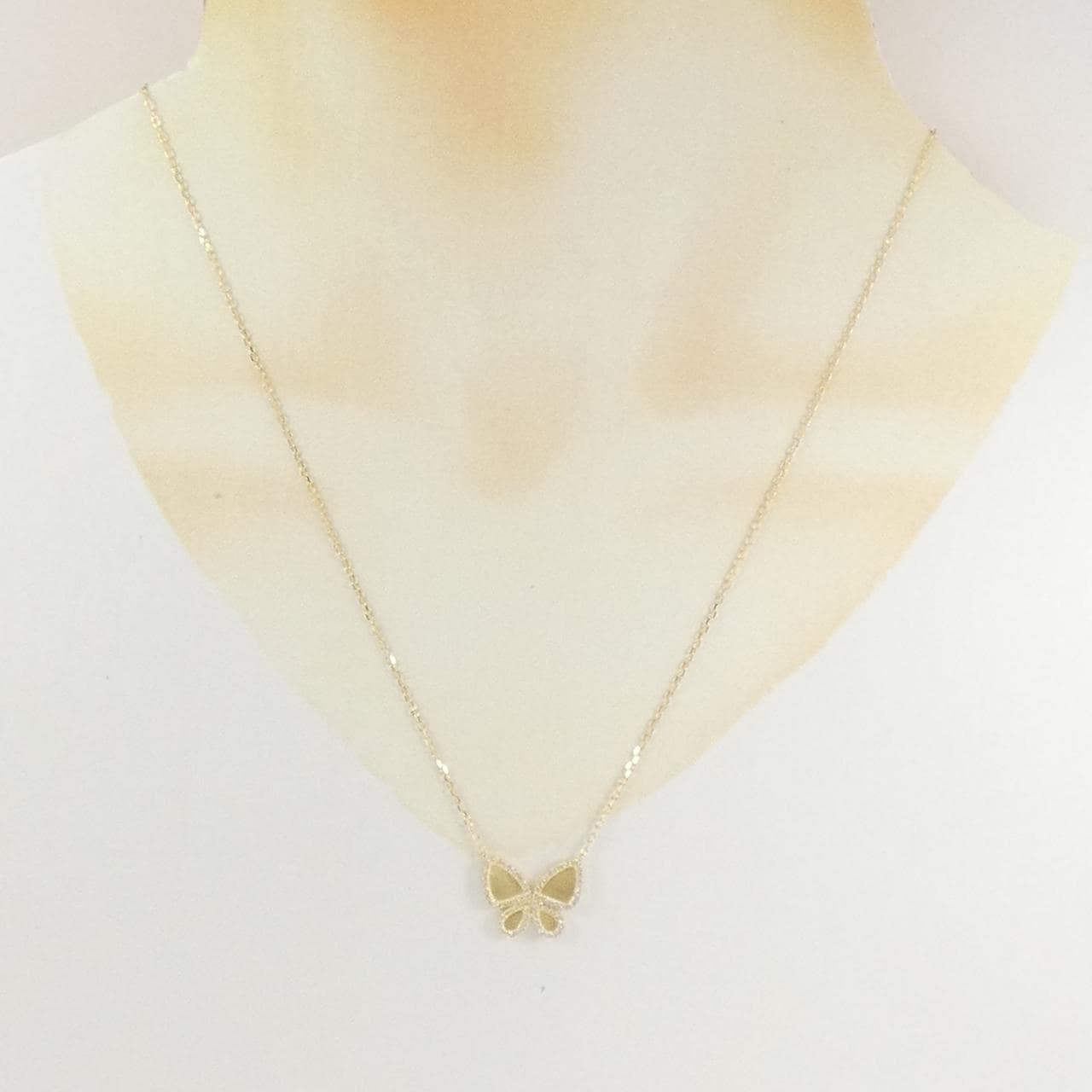 K18YG バタフライ ダイヤモンド ネックレス 0.22CT