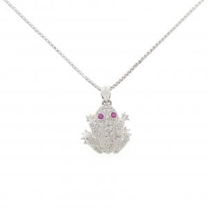 K18WG フロッグ ルビー ネックレス 0.05CT