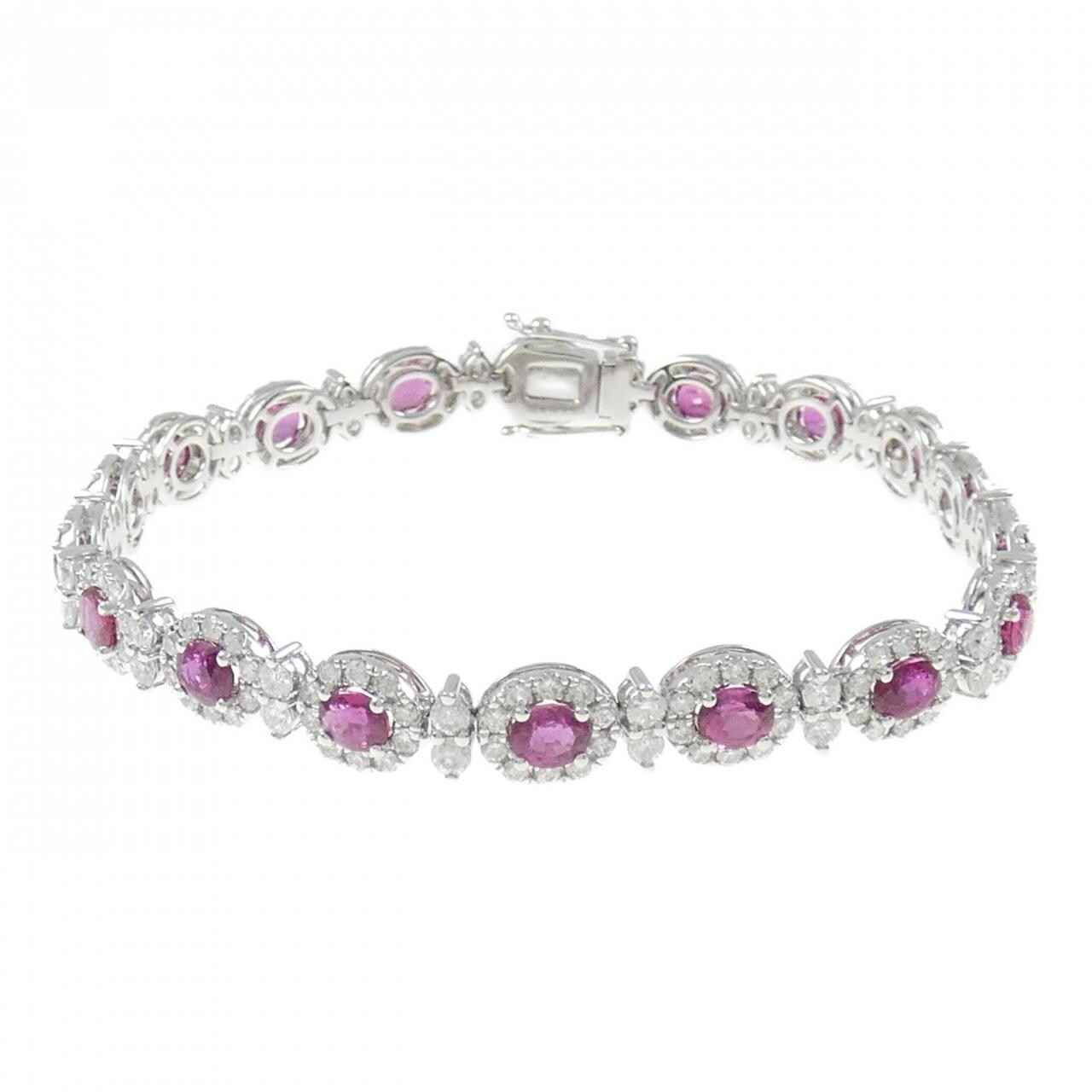 K18WG ルビー ブレスレット 6.16CT