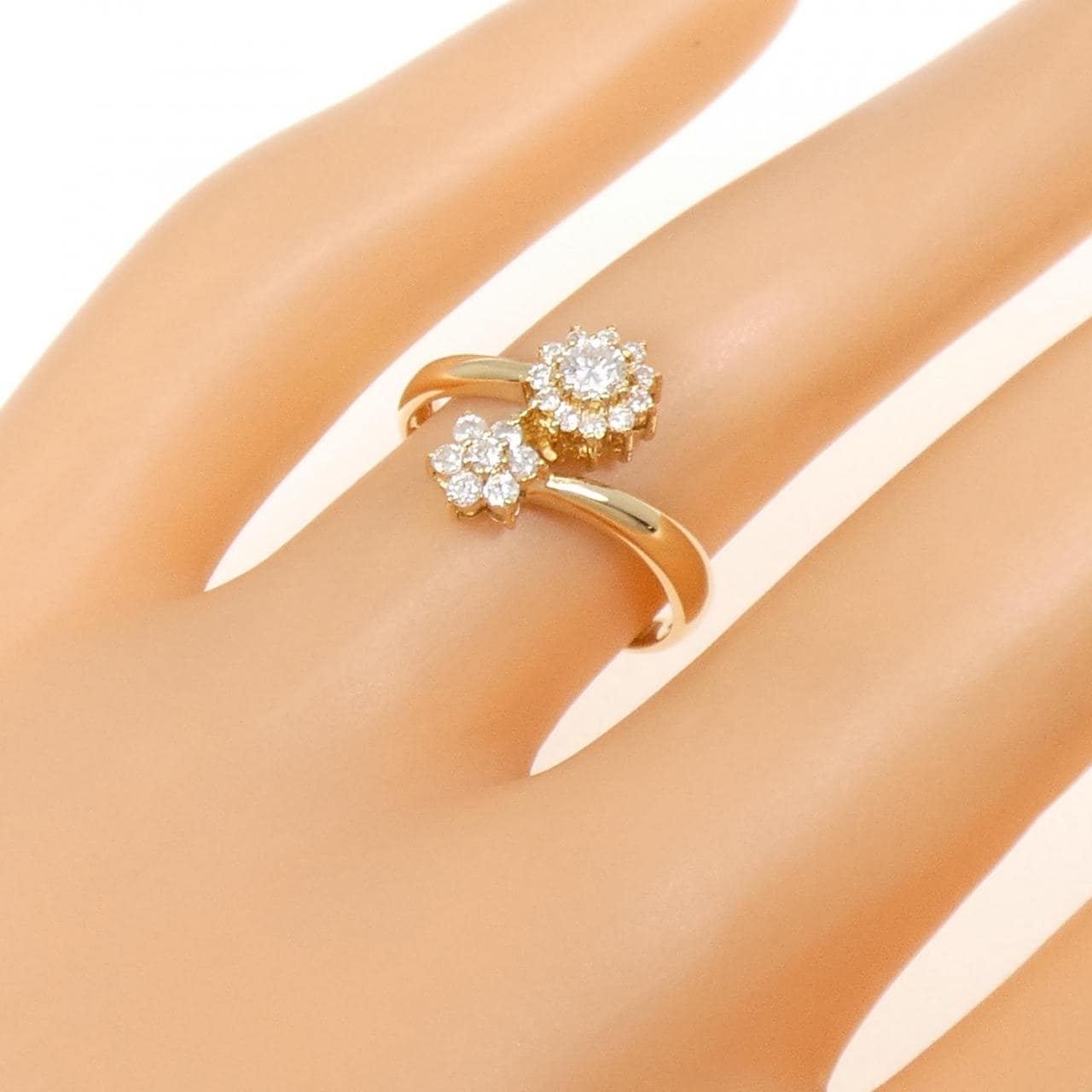 K18YG花朵钻石戒指0.28CT