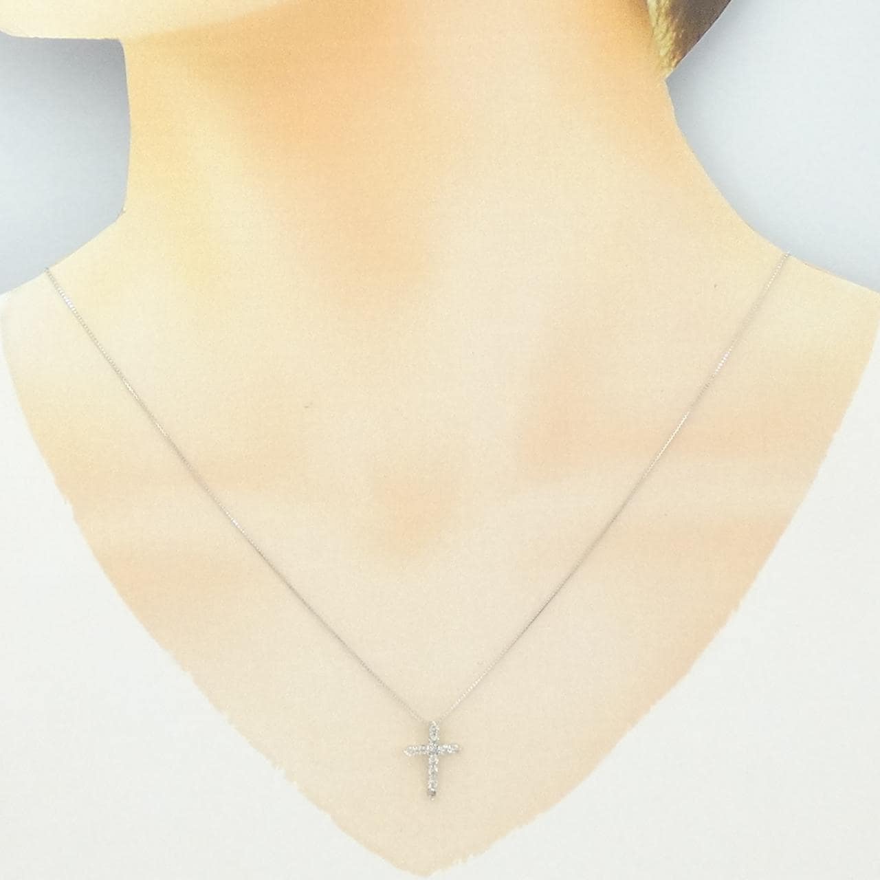 K18WG クロス ダイヤモンド ネックレス 0.30CT