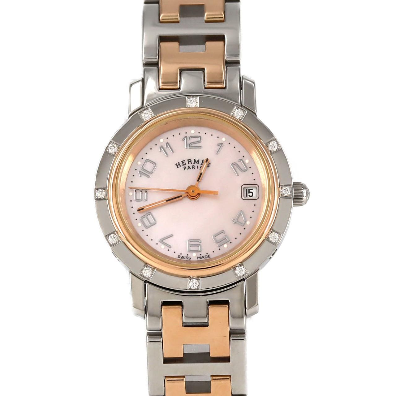 HERMES Clipper Nacre PG two tone/12P CL4.222 SSxGP Quartz