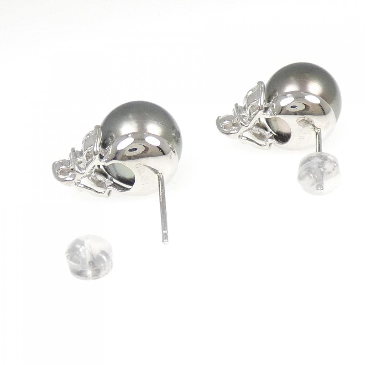 PT900 黒蝶パール ピアス 11.6mm