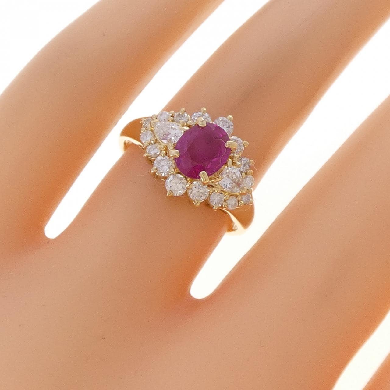K18YG ルビー リング 0.93CT
