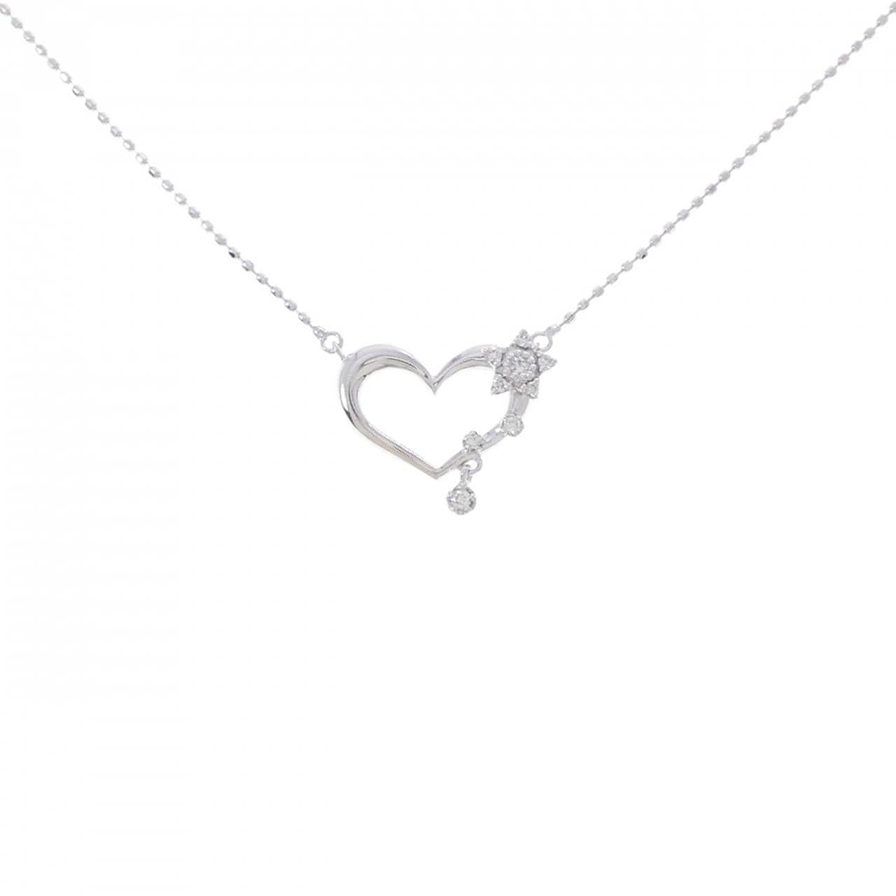 K10WG ハート ダイヤモンド ネックレス 0.05CT