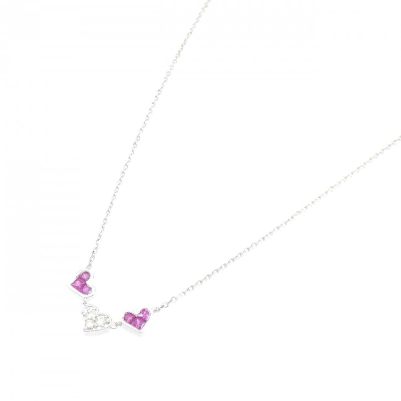 K18WG heart ruby necklace