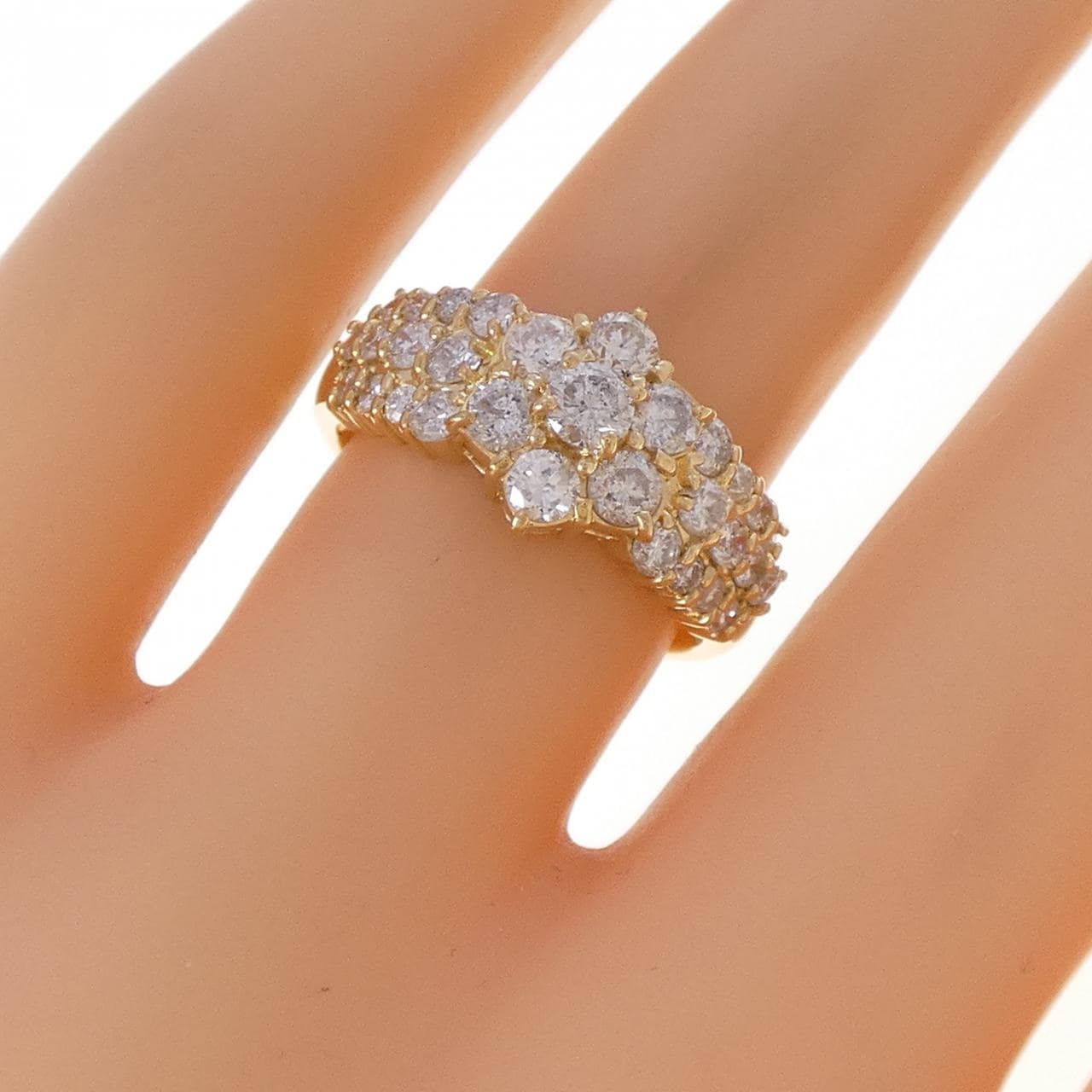 K18YG フラワー ダイヤモンド リング 1.28CT