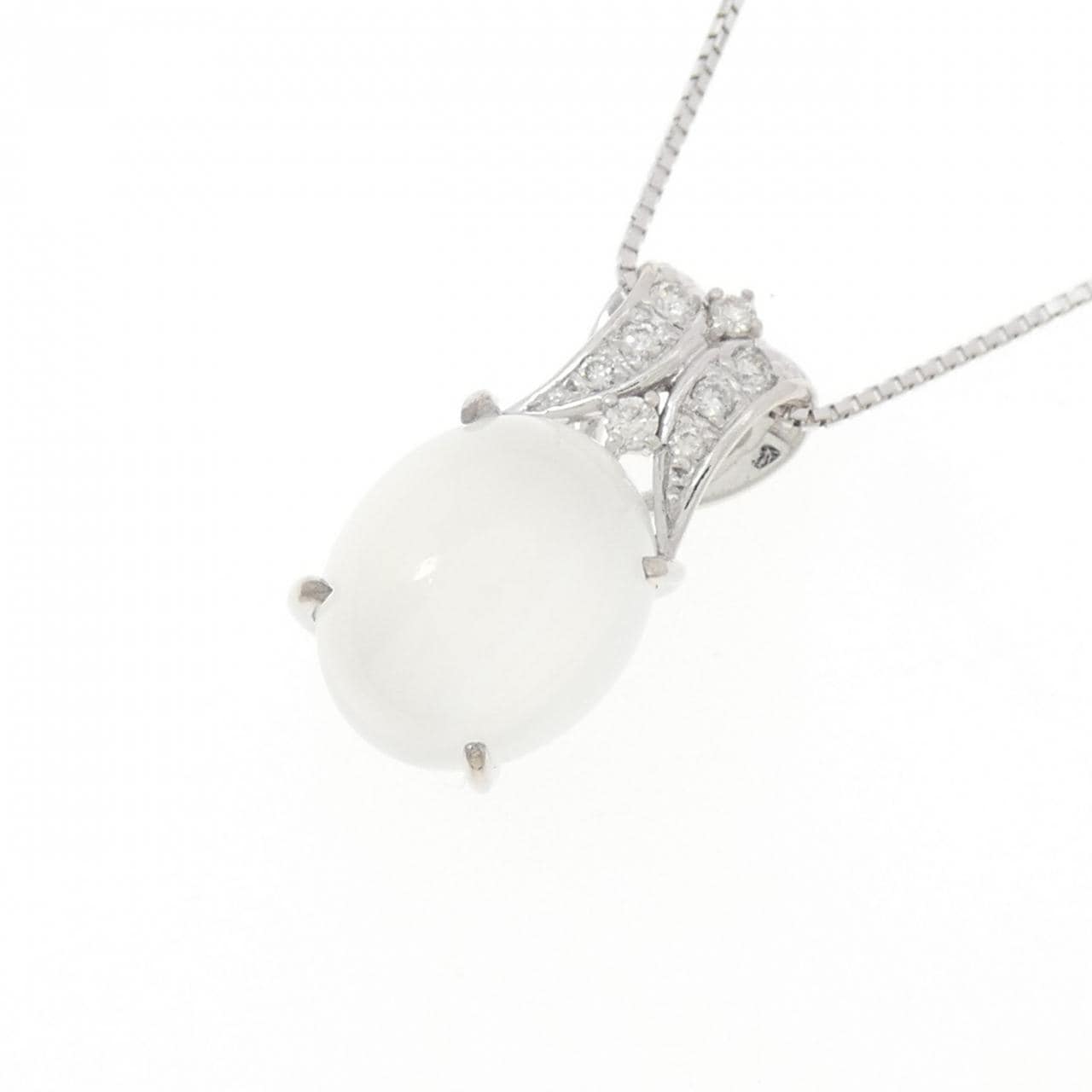 K18WG ムーンストーンキャッツアイ ネックレス 5.14CT