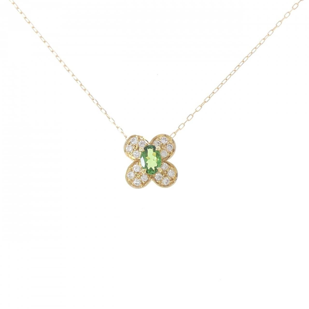 K18YG フラワー グリーンガーネット ネックレス 0.465CT