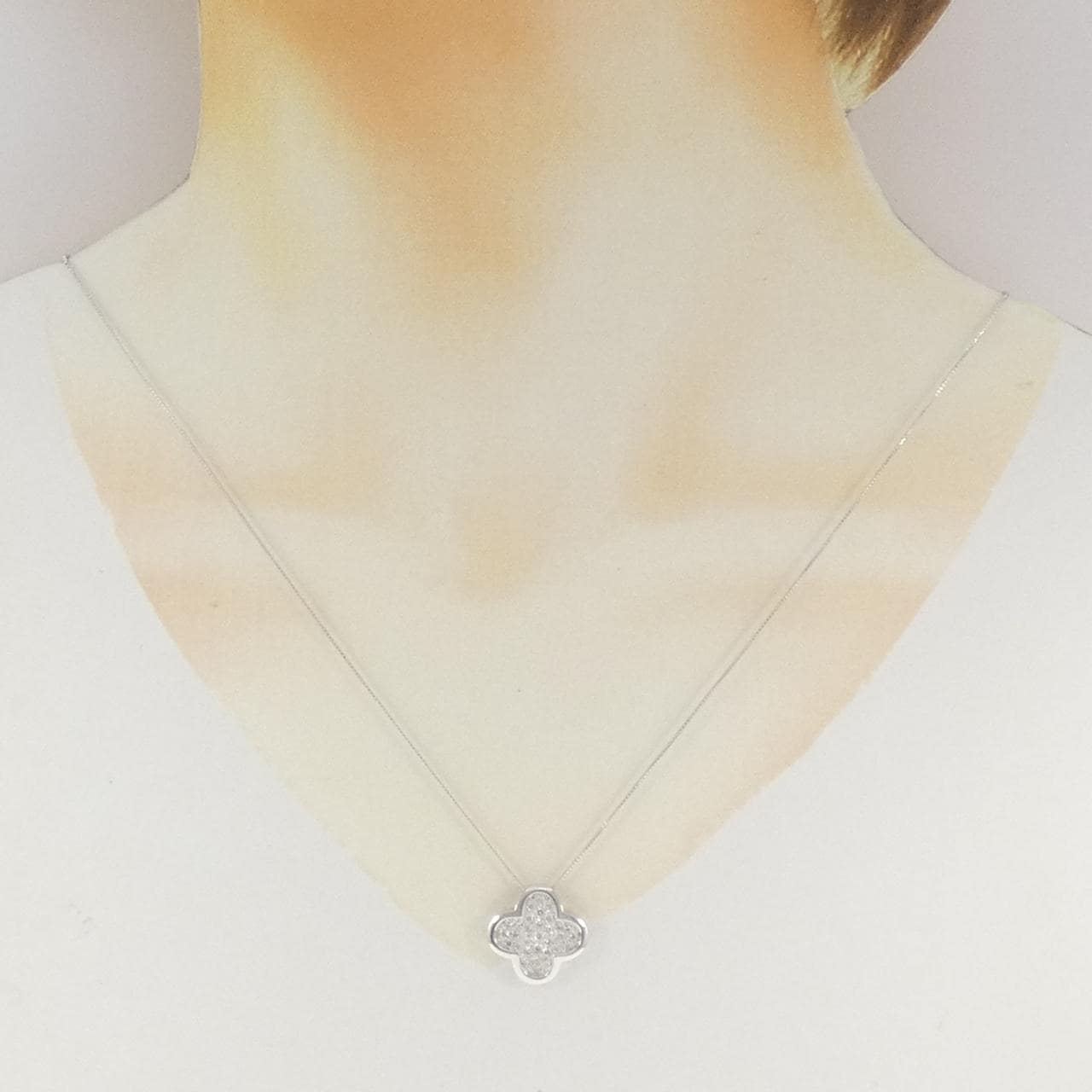 K18WG パヴェ ダイヤモンド ネックレス 0.50CT