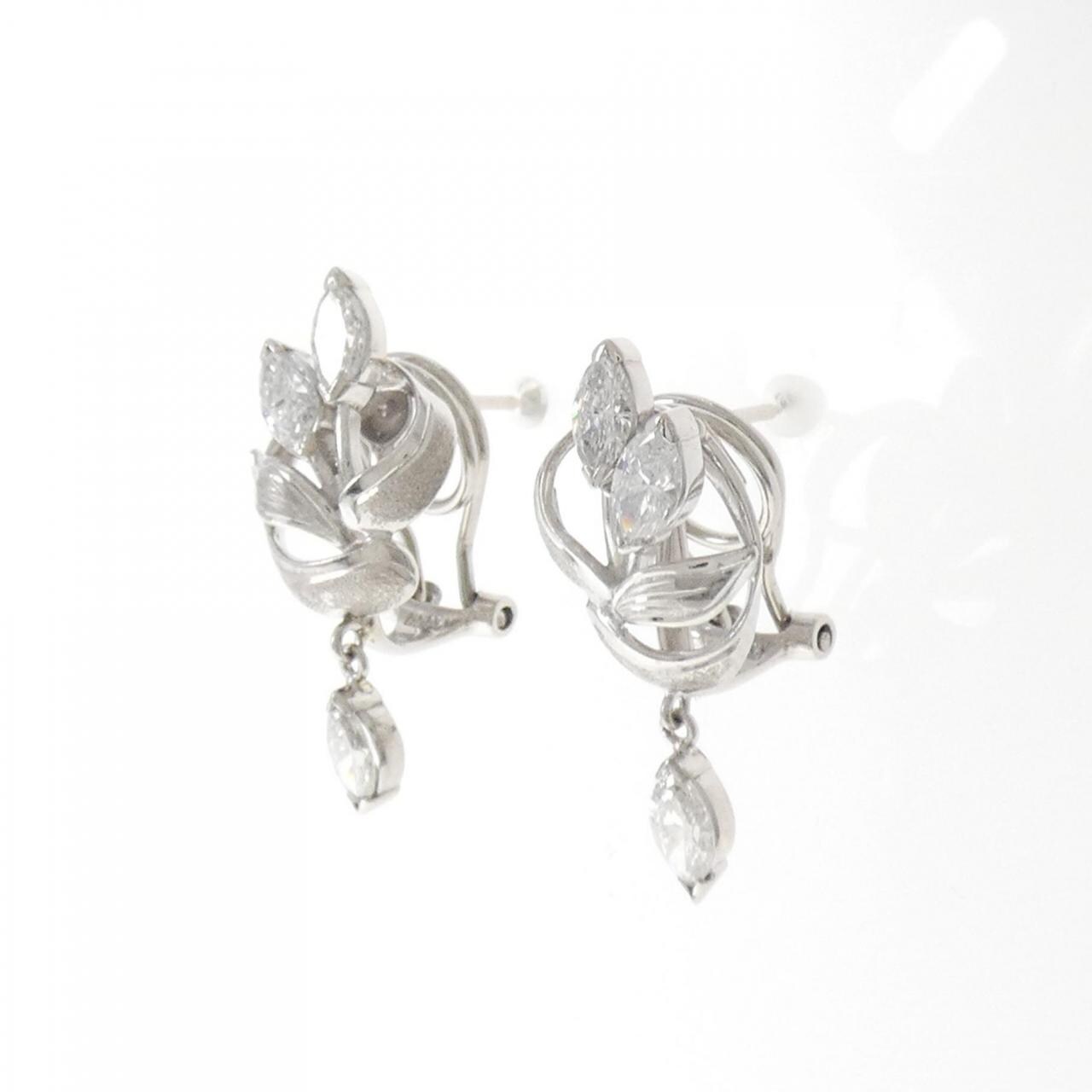 PT900 フラワー ダイヤモンド ピアス 1.06CT