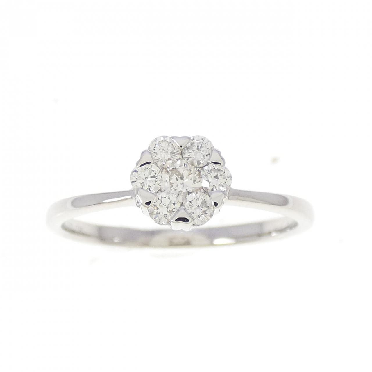 750WG フラワー ダイヤモンド リング 0.28CT
