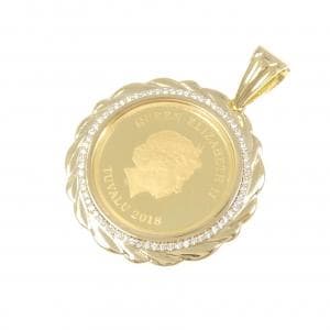 K18YG(枠) ダイヤモンド コイン ペンダント 0.33CT