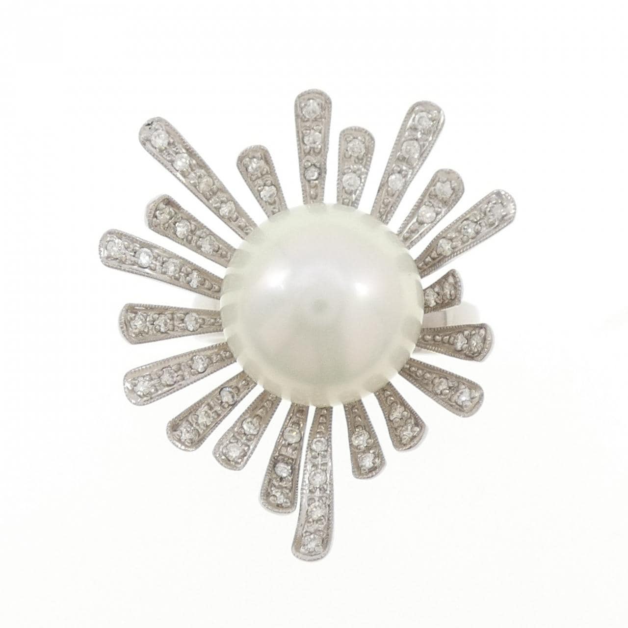 K18WG 白蝶パール リング 13.8mm