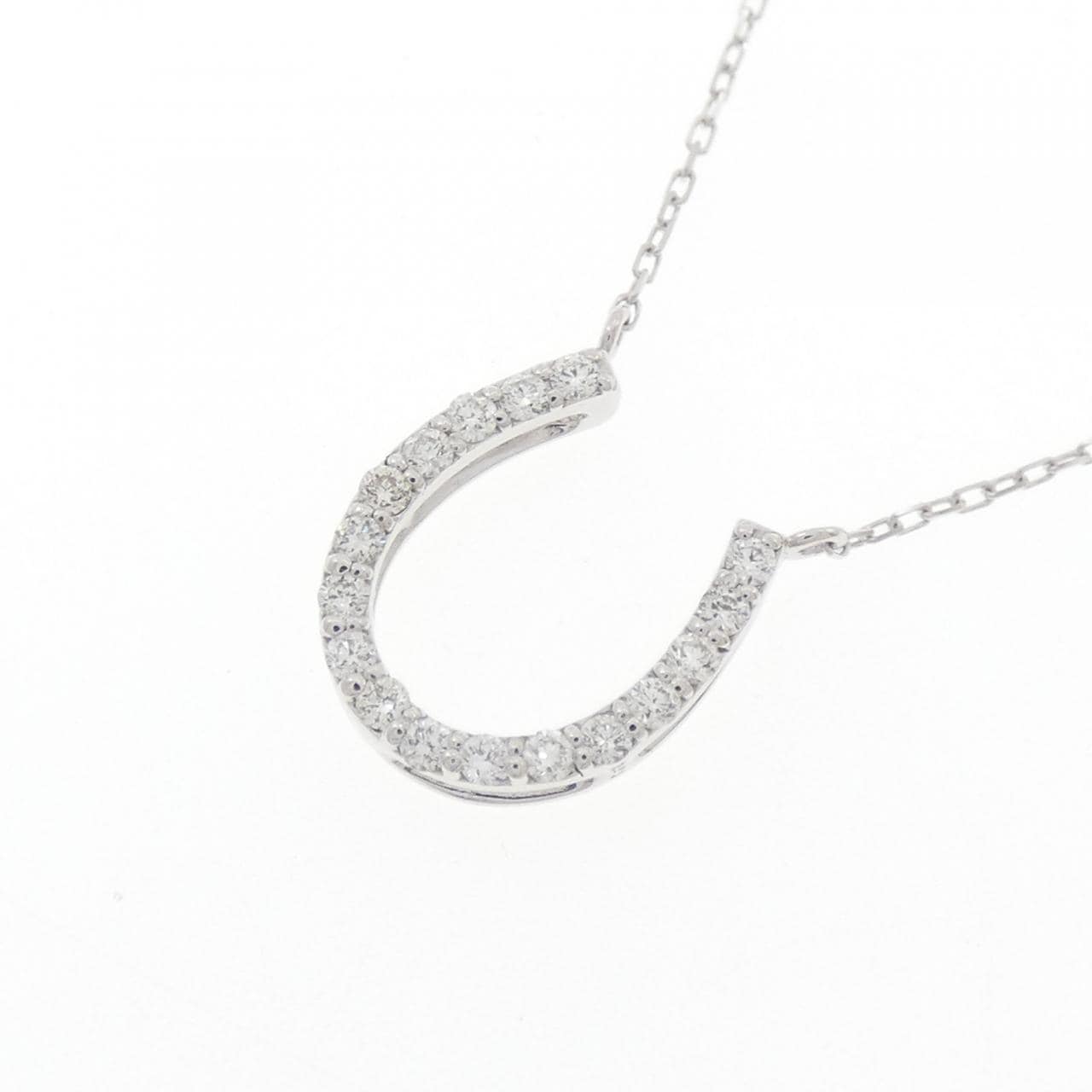 K18WG Horseshoe Diamond Necklace 0.20CT