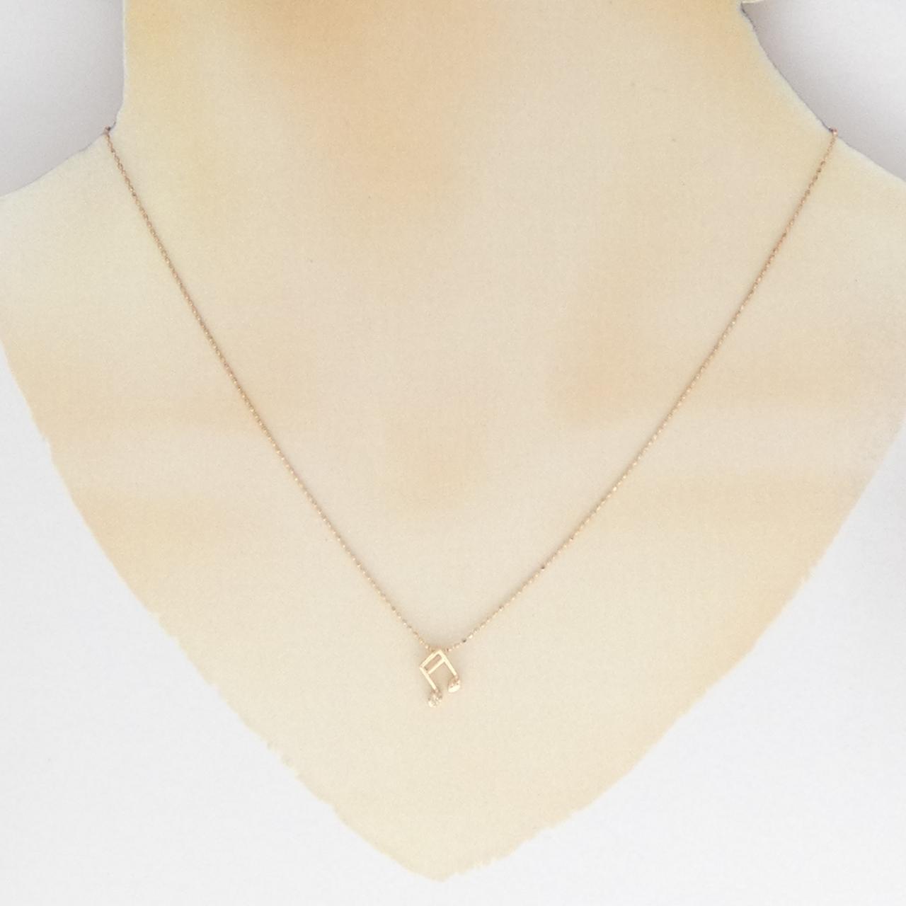 K18PG 音符 ダイヤモンド ネックレス 0.01CT