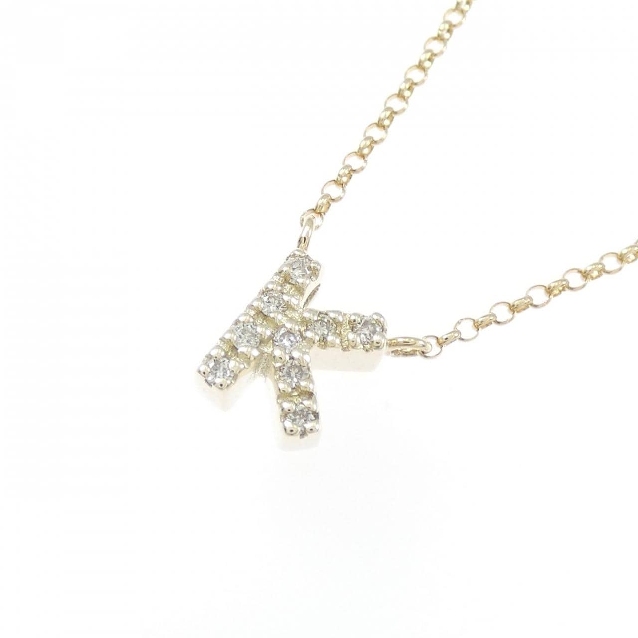 K10YG イニシャルK ダイヤモンド ネックレス 0.04CT