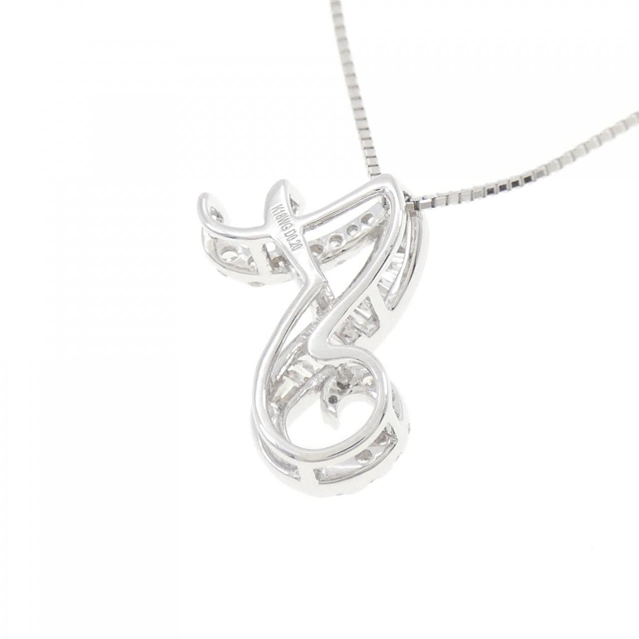K18WG イニシャルA ダイヤモンド ネックレス 0.20CT