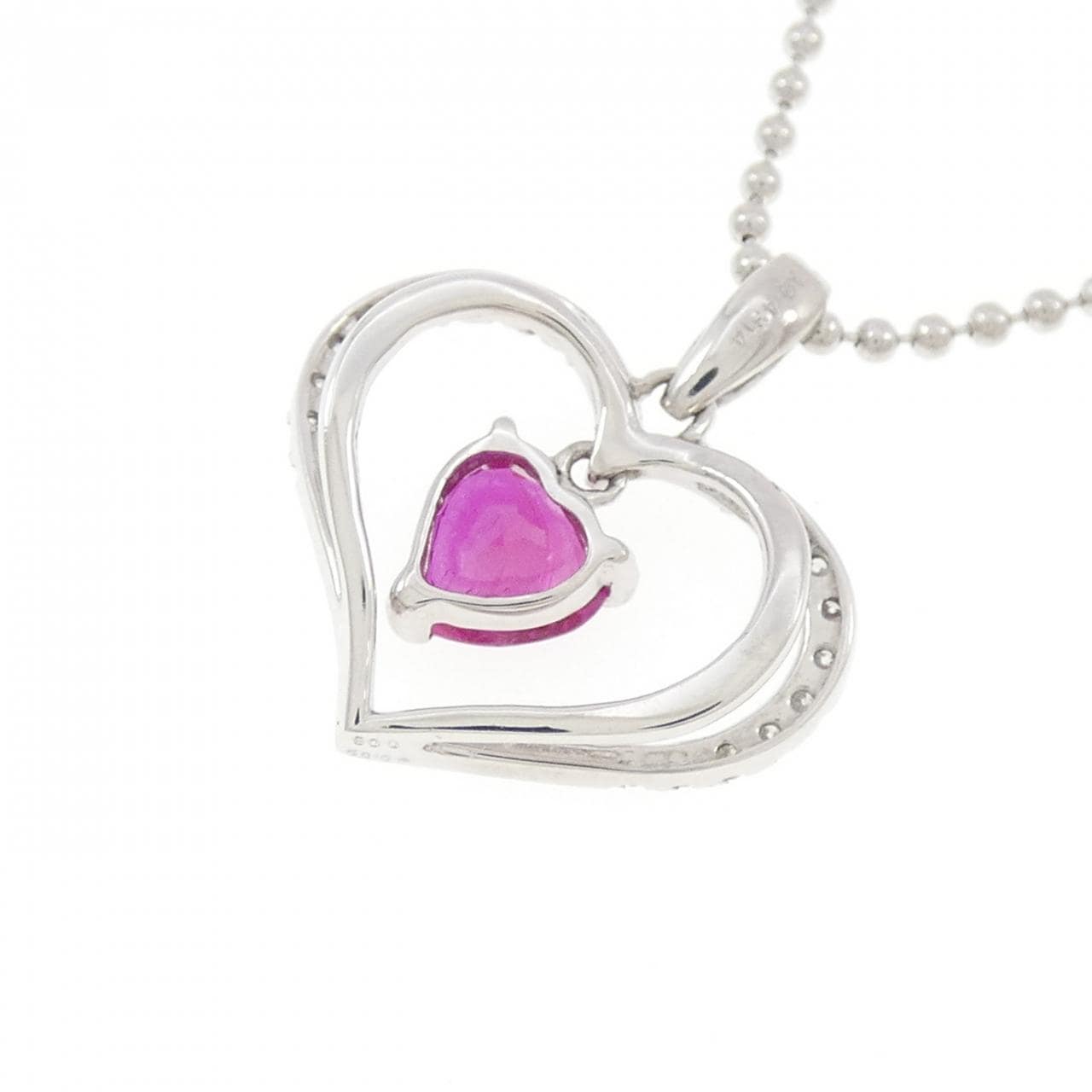 PT900/PT850 ハート ルビー ネックレス 0.59CT