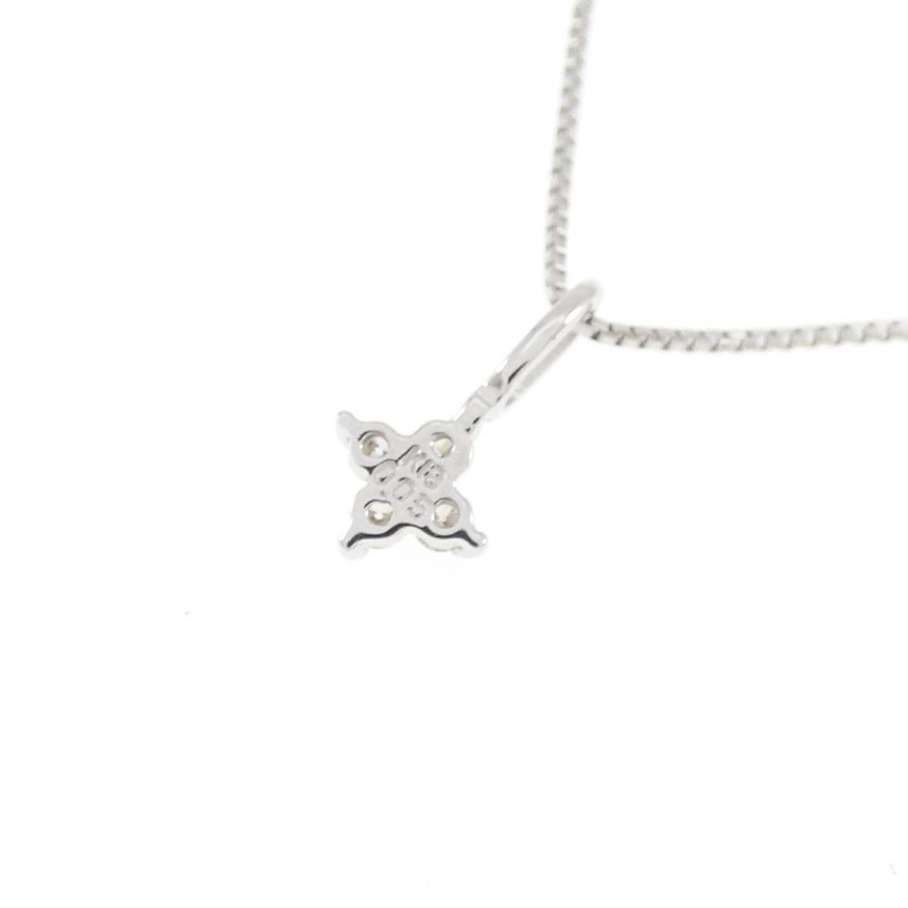 K18WG フラワー ダイヤモンド ネックレス 0.05CT