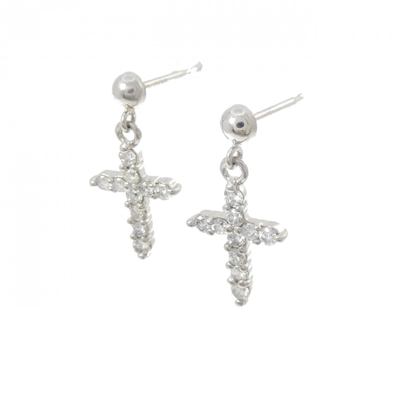 PT900 クロス ダイヤモンド ピアス 0.30CT