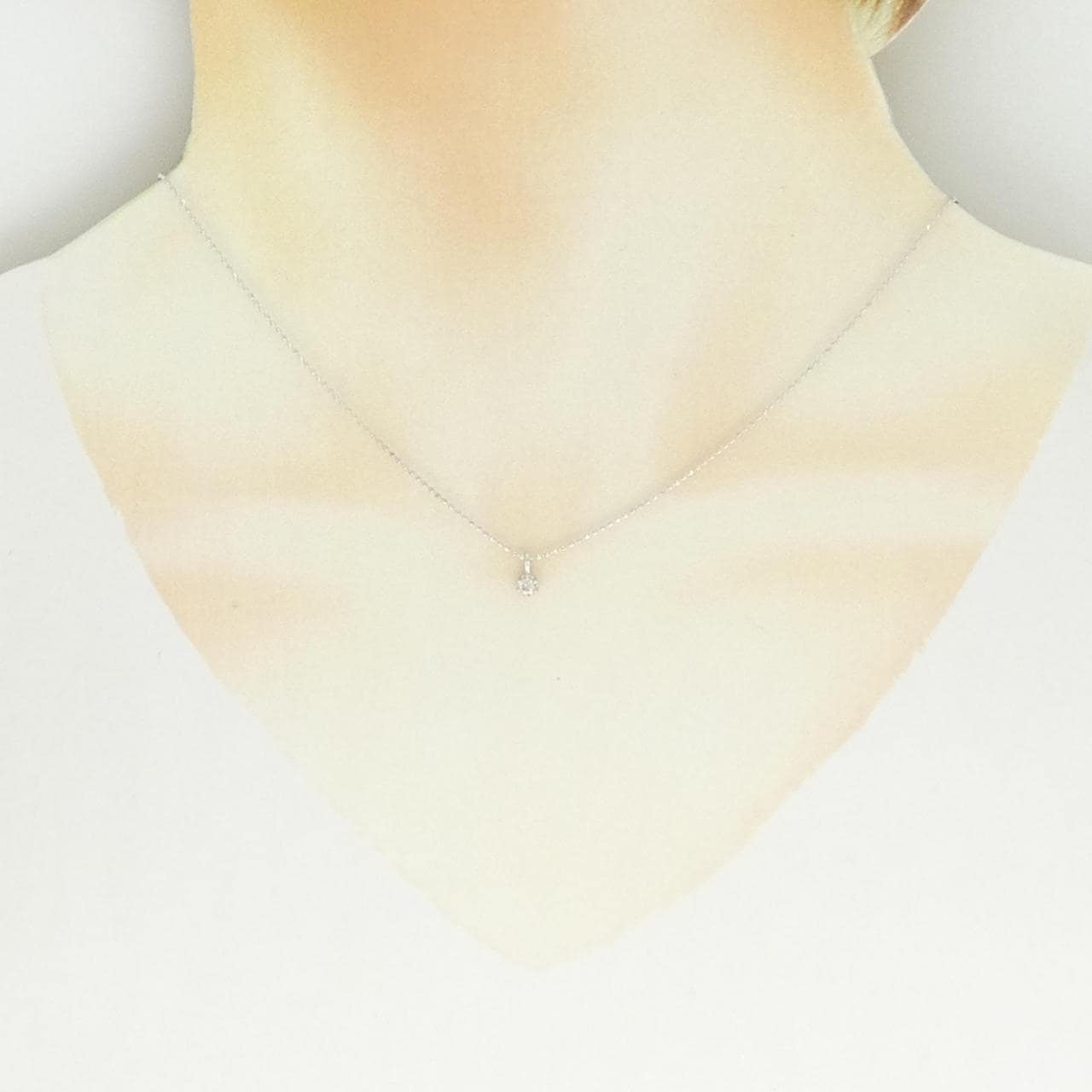 K18WG ソリティア ダイヤモンド ネックレス 0.07CT