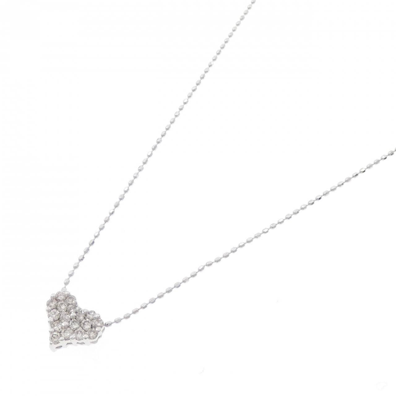 K18WG/750WG ハート ダイヤモンド ネックレス 0.20CT