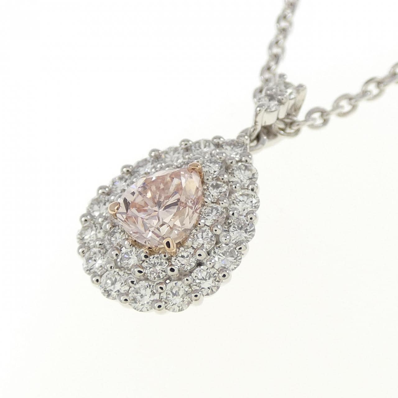 PT900/K18PG/PT850 ダイヤモンド ネックレス 0.321CT FOP SI2 ペアシェイプ