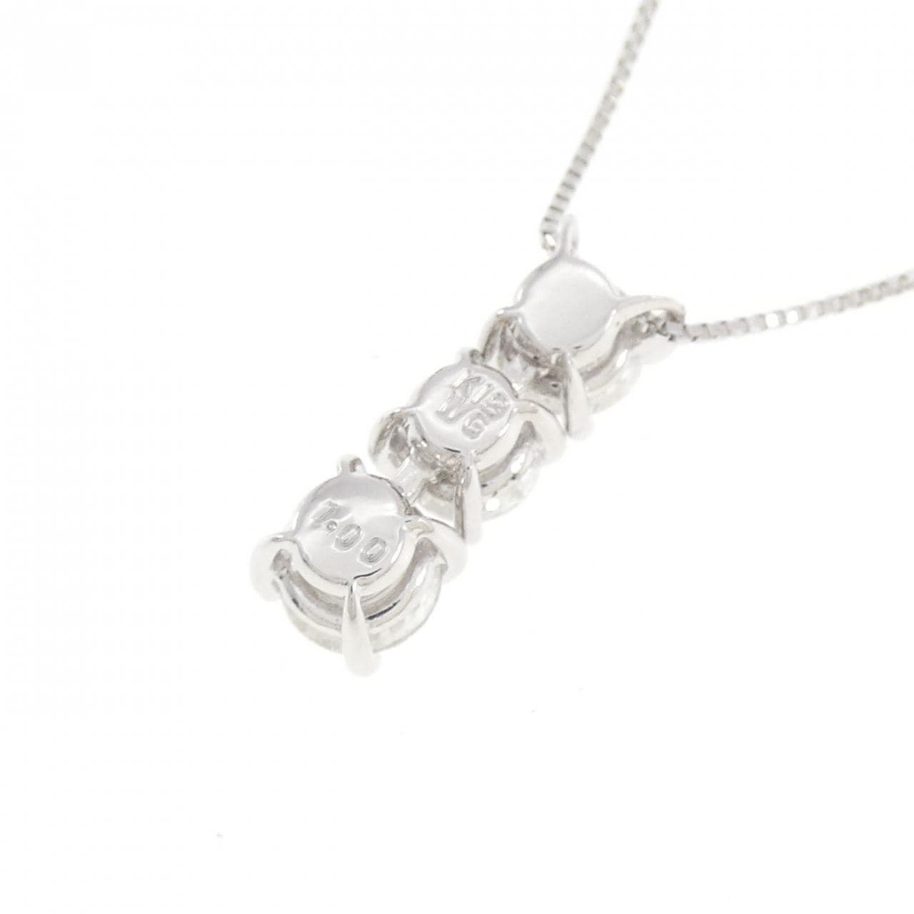 K18WG スリーストーン ダイヤモンド ネックレス 1.00CT