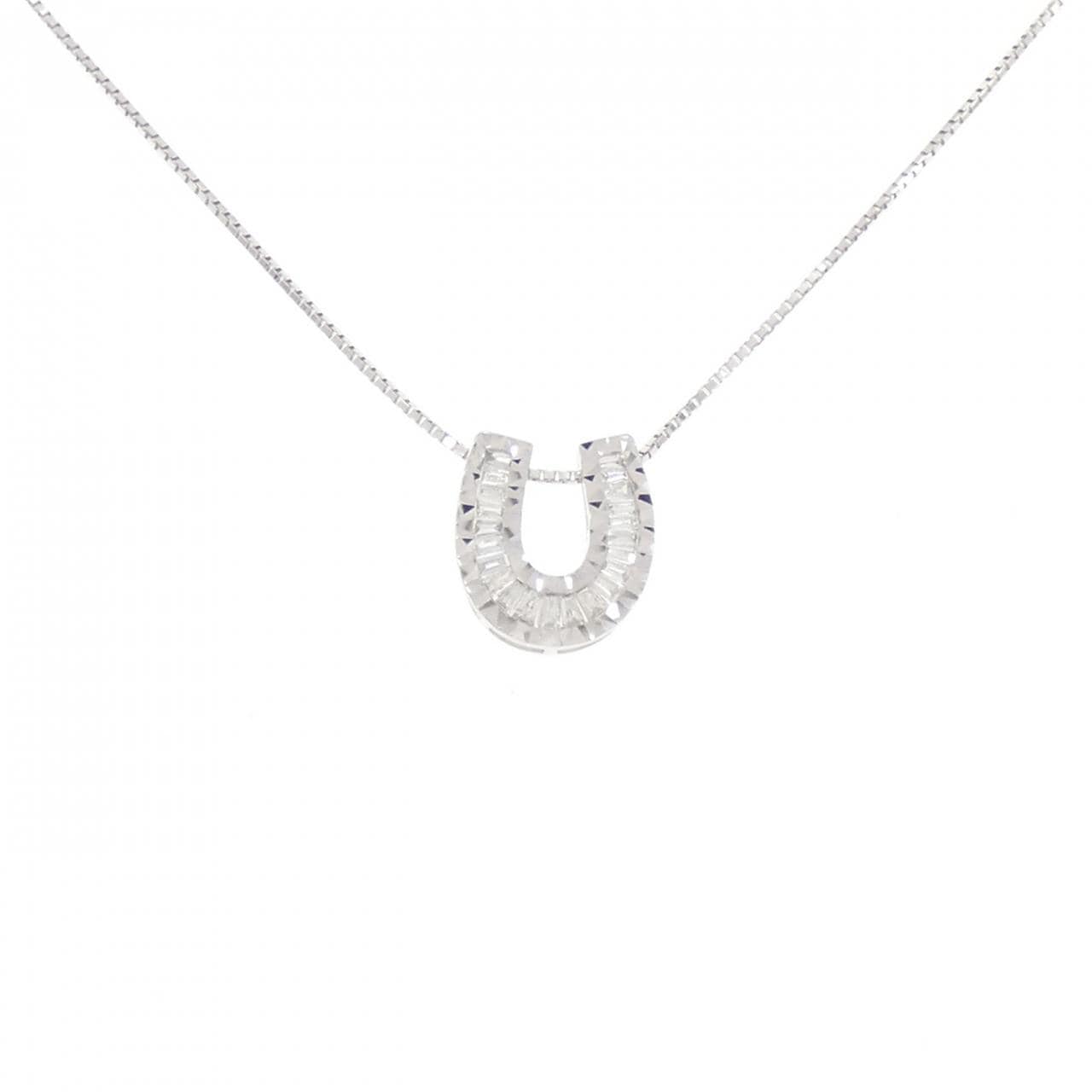 K18WG ホースシュー ダイヤモンド ネックレス 0.20CT
