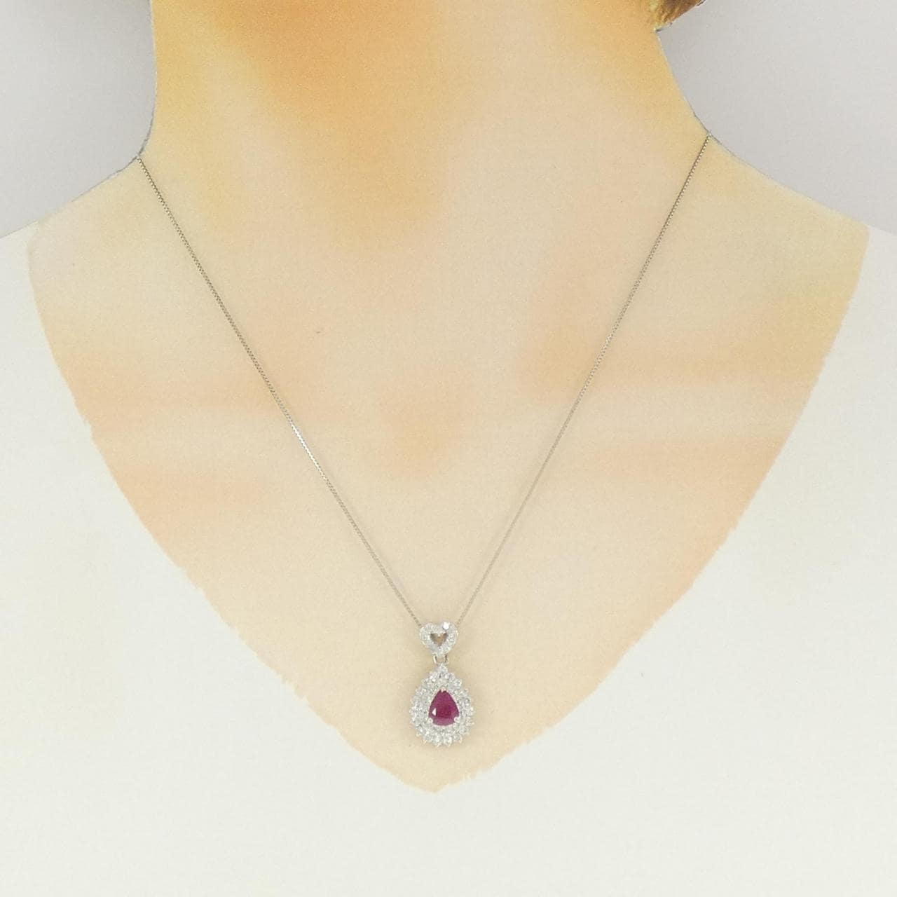 PT900/PT850 ルビー ネックレス 1.01CT