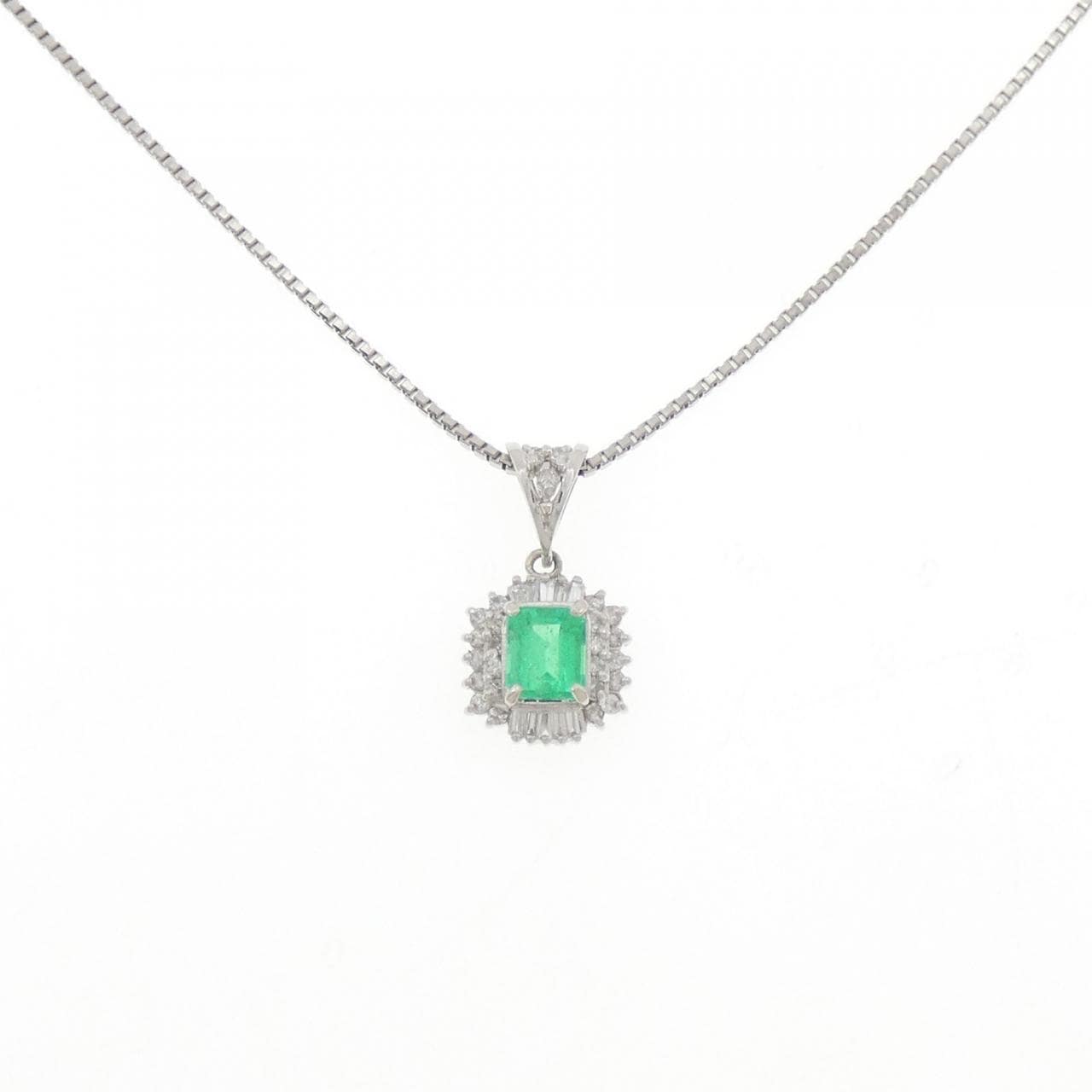 PT900/PT850 エメラルド ネックレス 0.65CT
