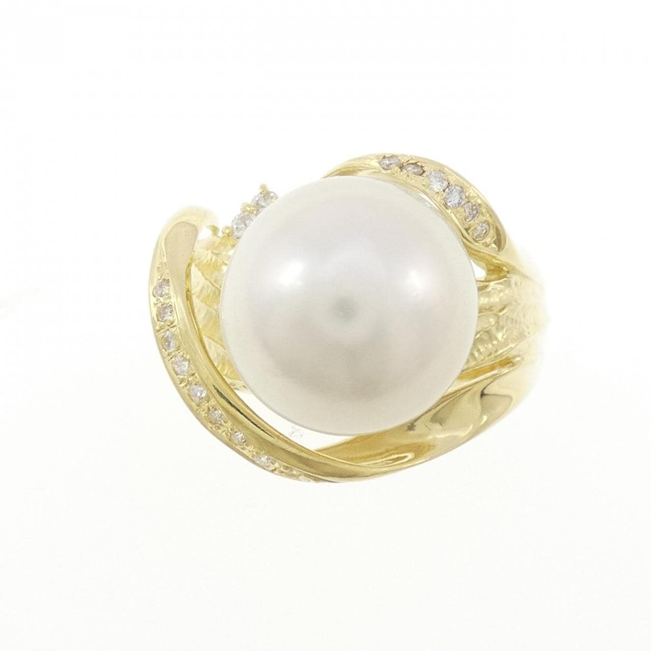 K18YG 白蝶パール リング 12.5mm