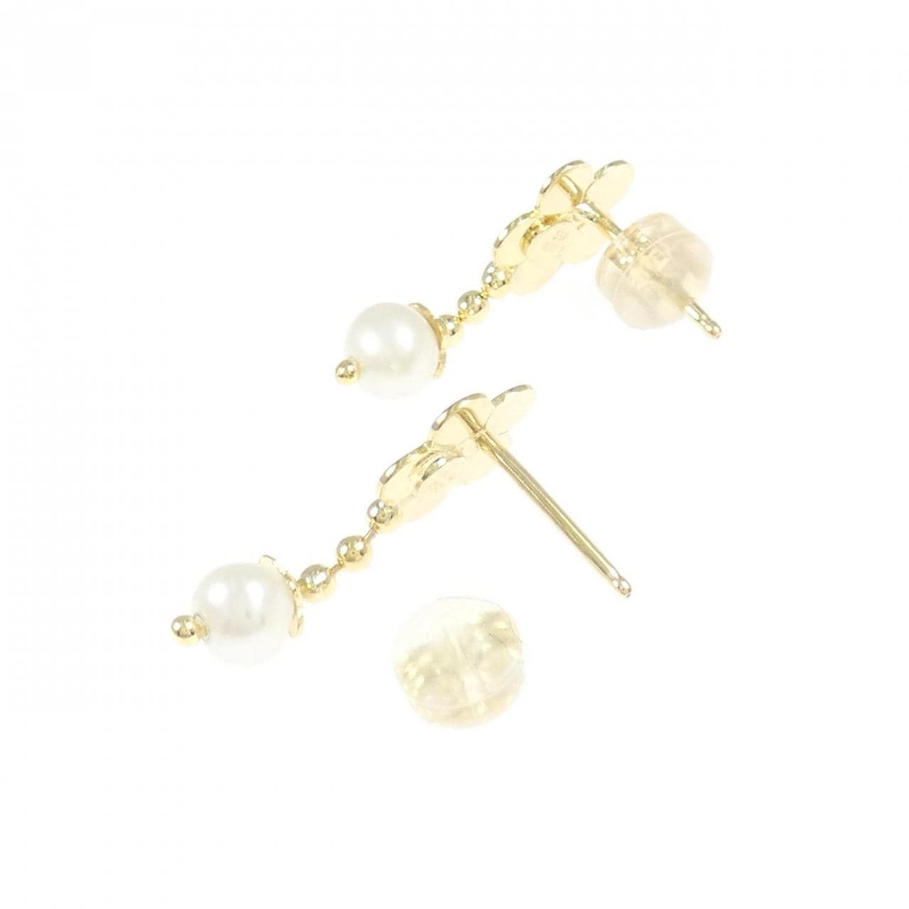 750YG/K18YG フラワー 淡水パール ピアス