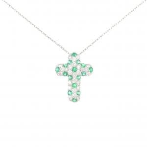 PT900/PT850 クロス エメラルド ネックレス 0.37CT