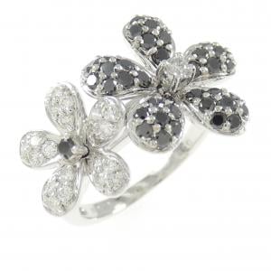 K18WG フラワー ダイヤモンド リング 1.00CT