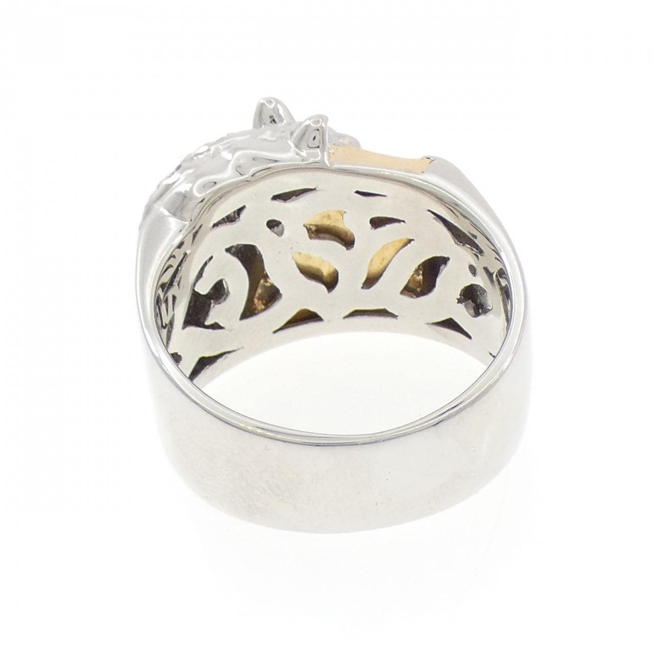 PT900/K18YG ホース ダイヤモンド リング 0.15CT