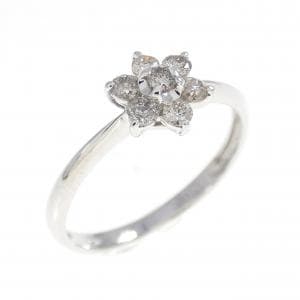 K10WG フラワー ダイヤモンド リング 0.20CT