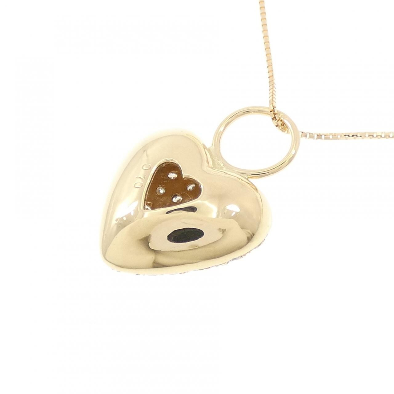 K18YG ハート パヴェ ダイヤモンド ネックレス 0.70CT