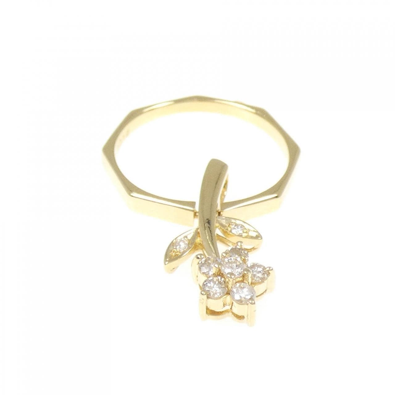 K18YG フラワー ダイヤモンド リング 0.32CT