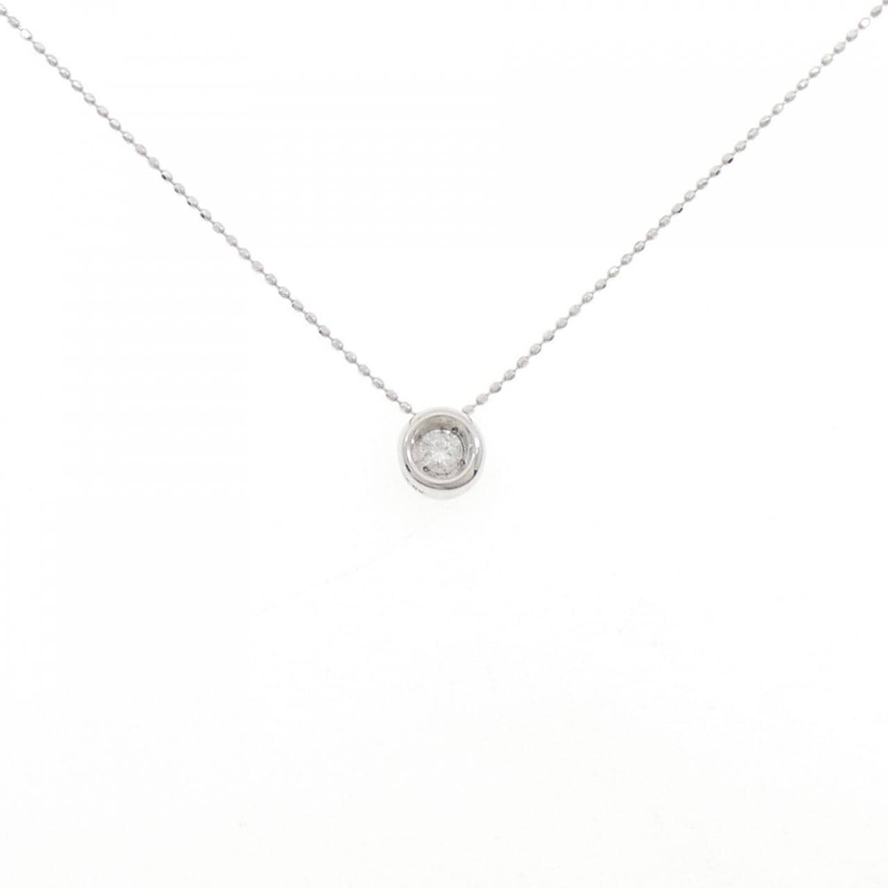 K18WG ソリティア ダイヤモンド ネックレス 0.12CT
