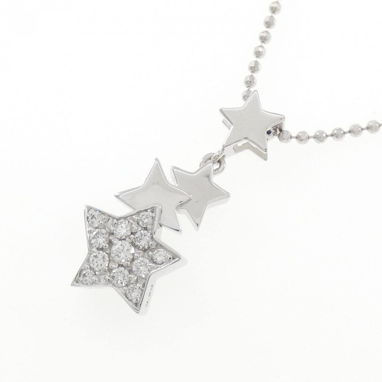 K18WG/750WG スター パヴェ ダイヤモンド ネックレス 0.20CT