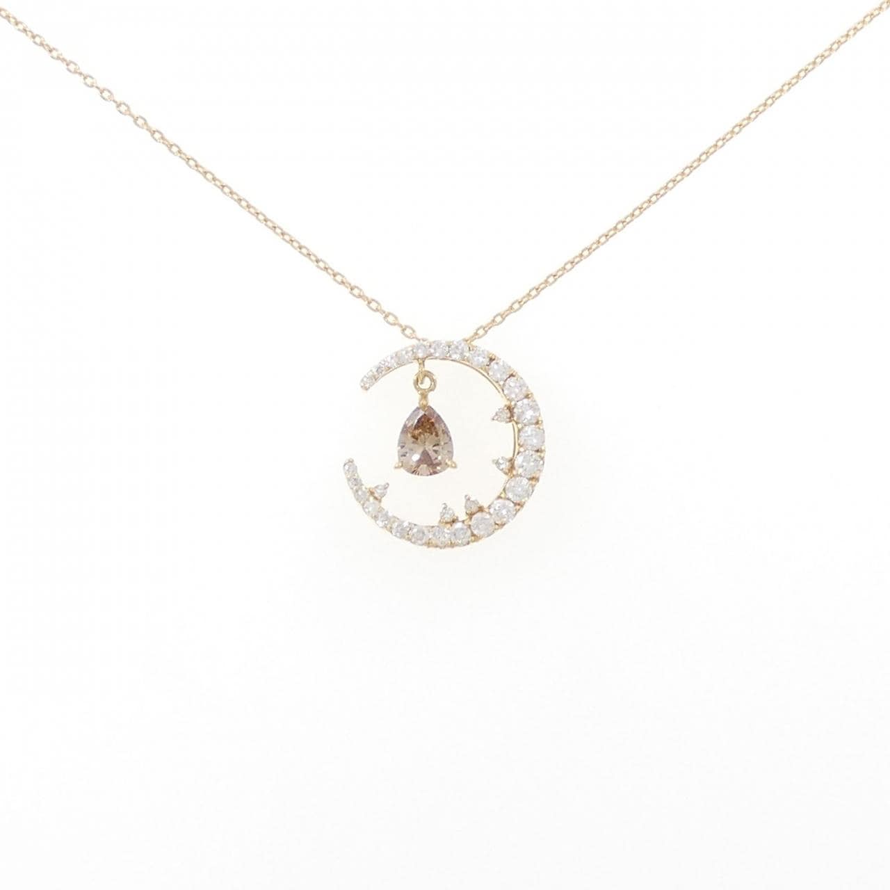 K18YG Moon Diamond Necklace 0.50CT