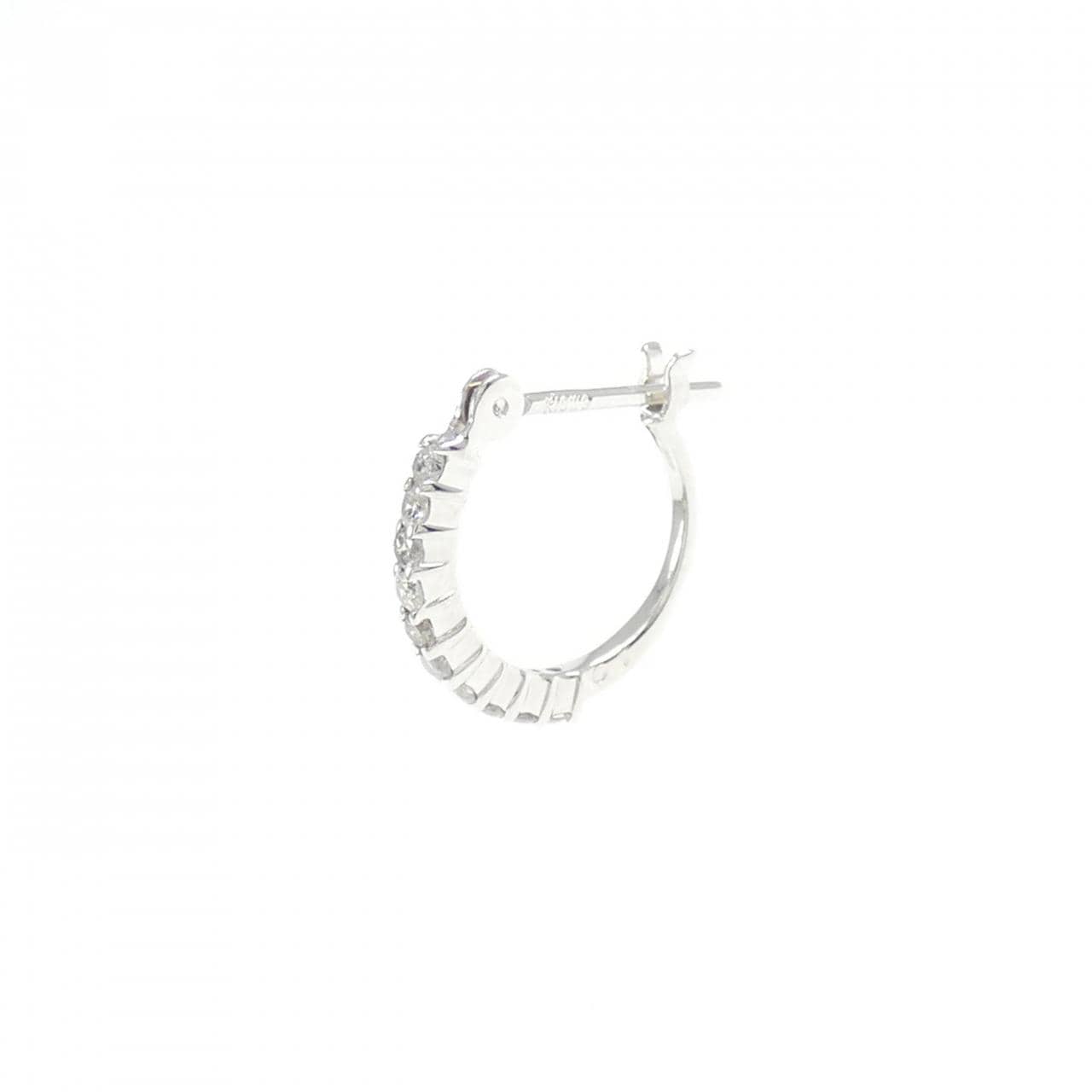 K18WG ダイヤモンド フープ ピアス 0.1CT 片耳