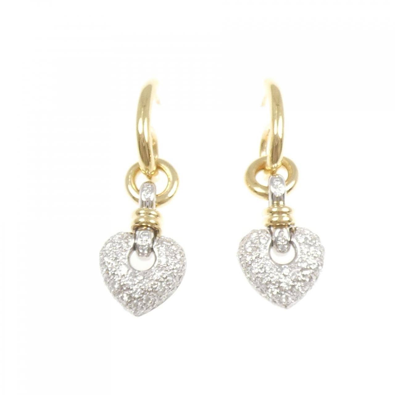 K18WG/K18YG ハート パヴェ ダイヤモンド ピアス 1.44CT