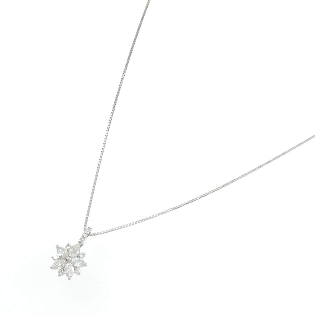 【新品】PT900/PT850 フラワー ダイヤモンド ネックレス 0.30CT
