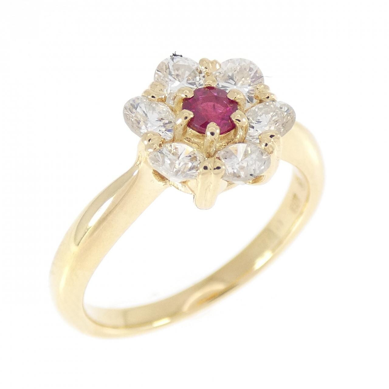 K18YG フラワー ルビー リング 0.16CT