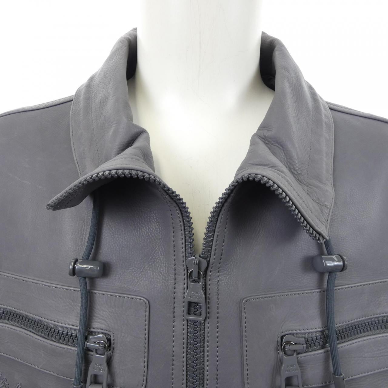 ルイヴィトン LOUIS VUITTON エンブロイダリーレザーミックスブルゾン HNL02WTHA レザージャケット