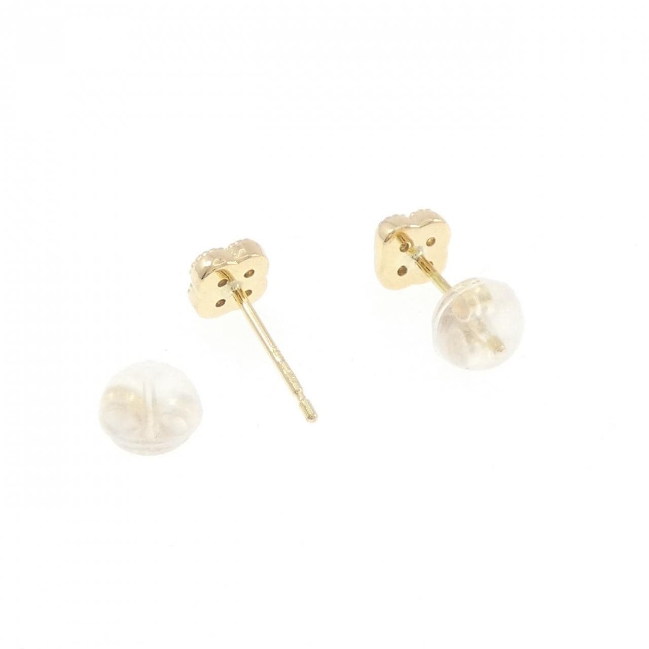 K18YG フラワー ダイヤモンド ピアス 0.10CT