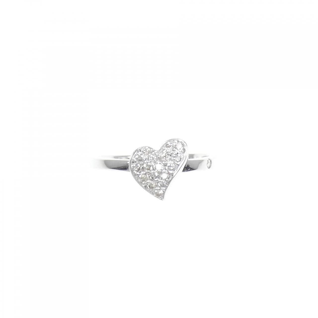 K18WG Heart Pave Diamond Ring 0.18CT